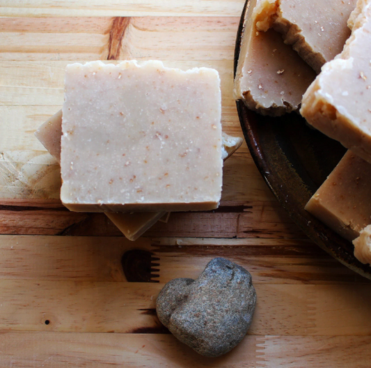 Oat Honey Soap 5oz front view, palm-free, handcrafted in North Carolina with oats, local honey, and natural oils